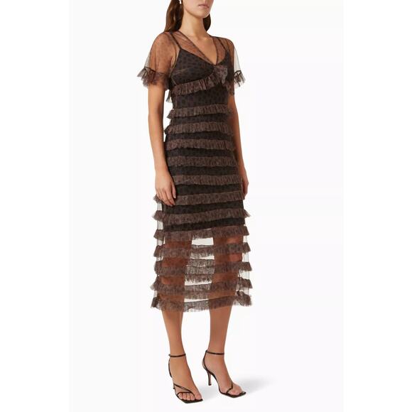 NWT Never Fully Dressed Women's Lucia Kate Dress Short Sleeve Leopard Print SZ 2 - Picture 1 of 15